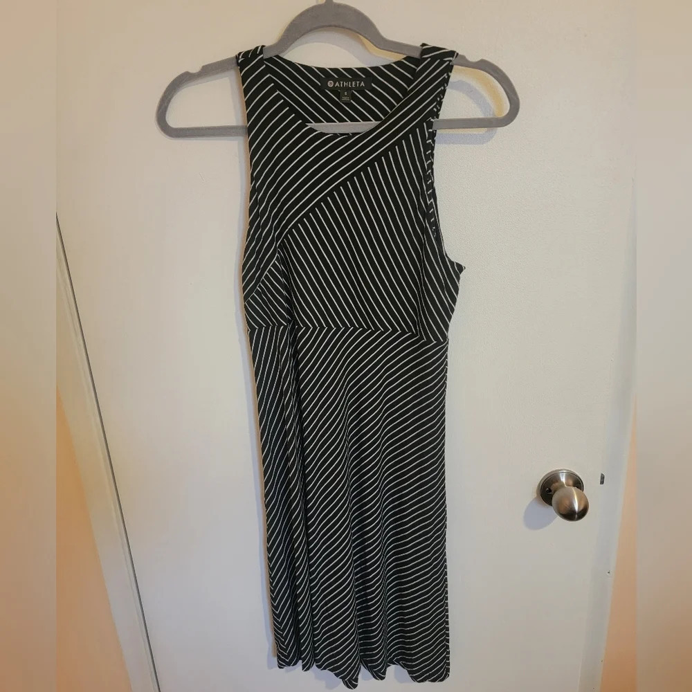 Athleta Maxi Dress Womens Small Striped Black White Soft Cozy Resort Cruise